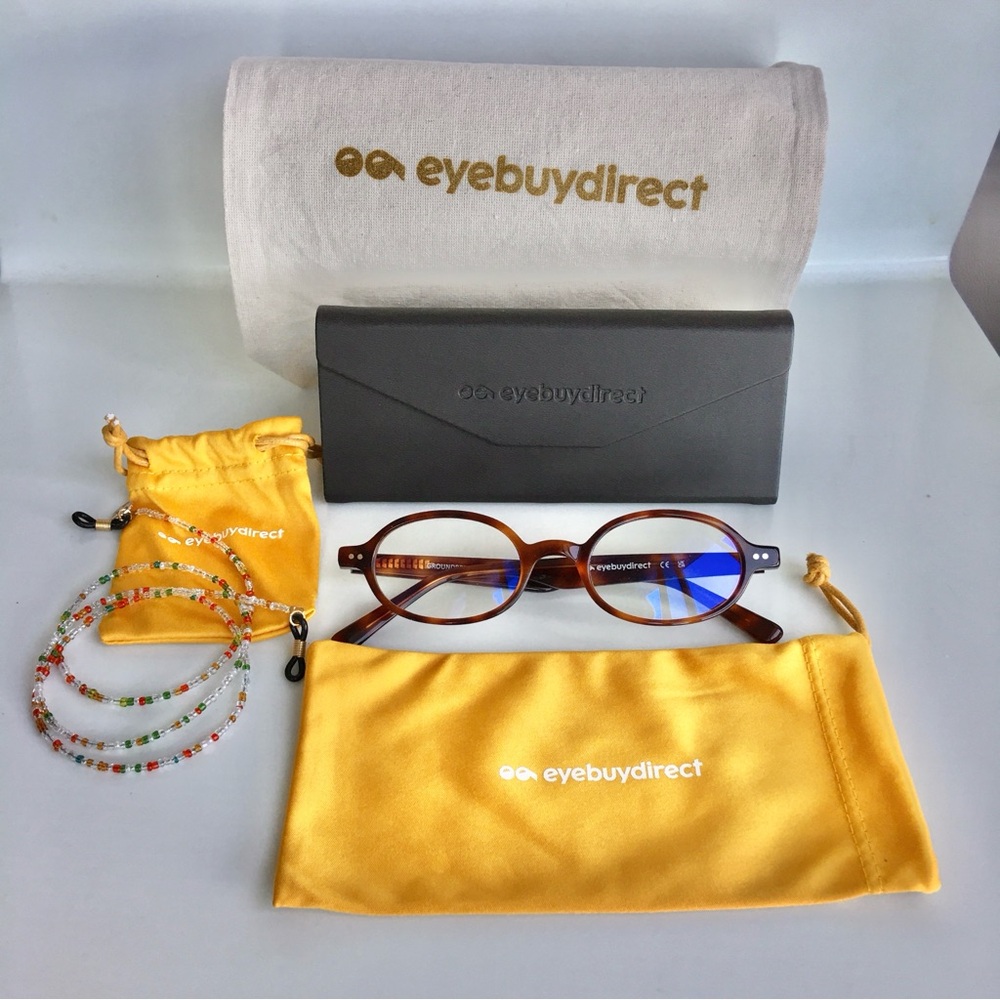 NEW EyeBuyDirect Glasses, case, bags, tote, chain